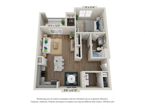 bedroom floor plan | luxury apartments in towson md | the southerly